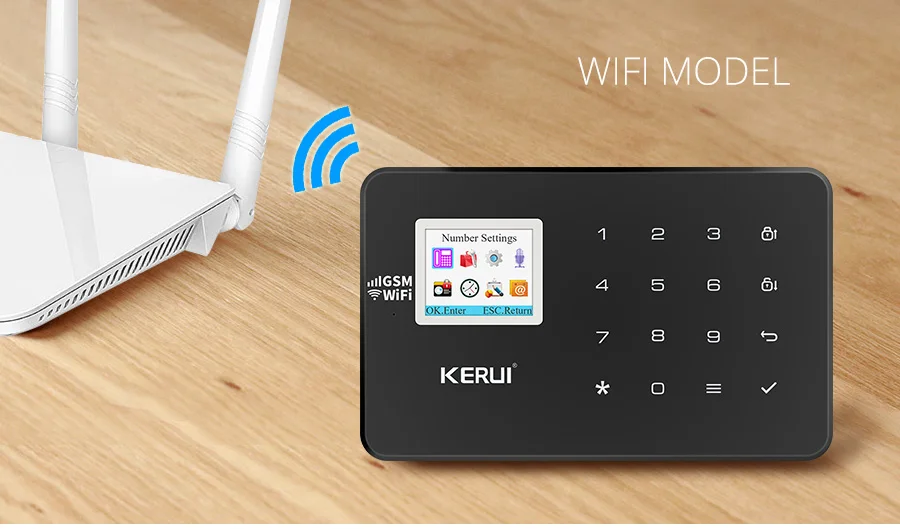 Беспроводная домашняя сигнализация KERUI W18 черного цвета с дистанционным
