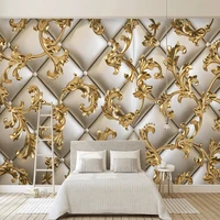 european style golden pattern soft roll mural wallpaper 3d luxury home decor fresco self adhesive easy installation wall sticker