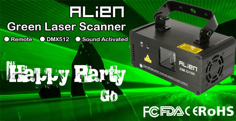 ALIEN DMX 100 мВт зеленый лазерный сценический светильник ing сканер Effcet Рождественский бар Танцевальная вечеринка шоу светильник DJ диско лазерный проектор светильник s