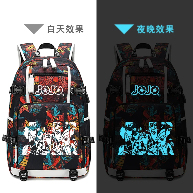 Уличный стиль JoJo Необычные Приключения Оксфорд школьные сумки usb зарядка ноутбук рюкзак Водонепроницаемый Путешествия Рюкзак холщовые сумки