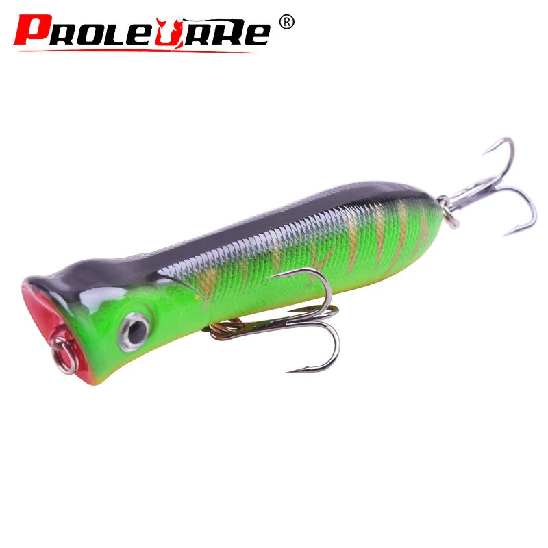 

1Pcs Popper Hard Fishing Lure 80mm 11.5g Top water Wobbler Artificial Bait Crankbaits With 6# Treble Hooks Carp Bass Fish Lures