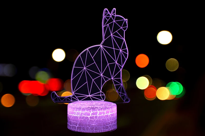3D Cartoon Cat LED Originality USB Night Lights Atmosphere Visual Table Lamp Colorful LED Light Cartoon Decor Lamp Gift