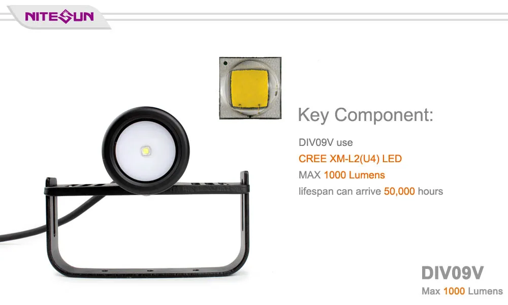 NITESUN DIV09V Дайвинг Фонарь для телефона CREE XM-L2(U4) 6500K светодиодный Макс 1000 люмен подводный 150 м Водонепроницаемый Подводное плавание свет