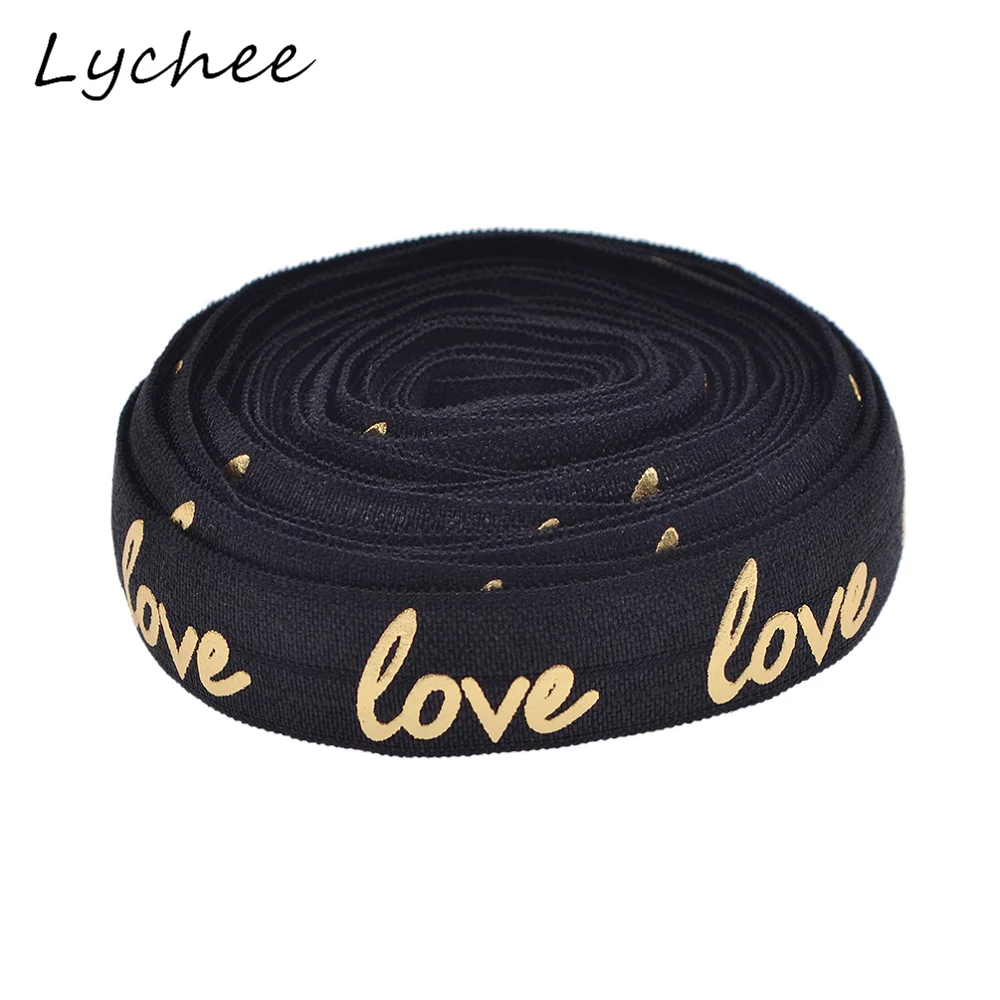 Эластичные кружевные ленты Lychee 5 ярдов с надписью Love и английскими буквами для