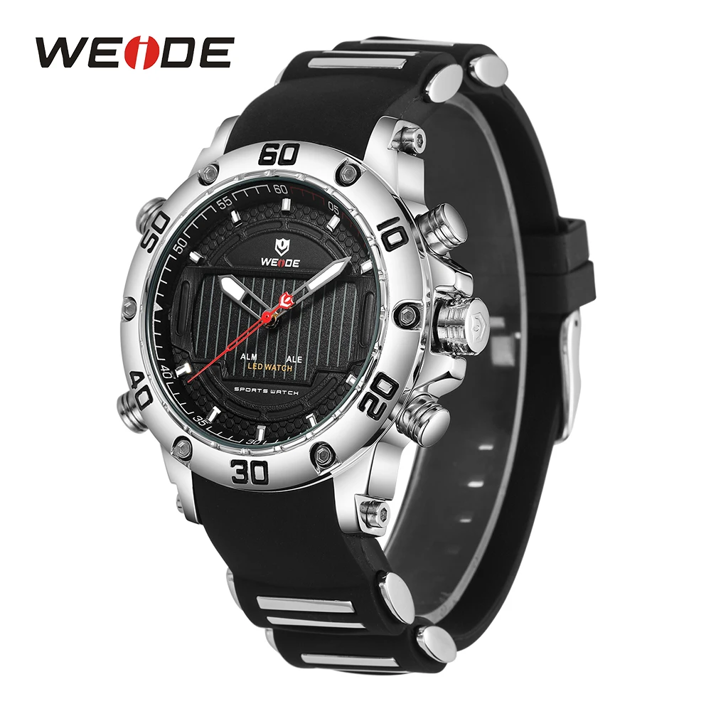 WEIDE мужская спортивная мода бизнес Авто Дата силиконовый ремешок часы военные led