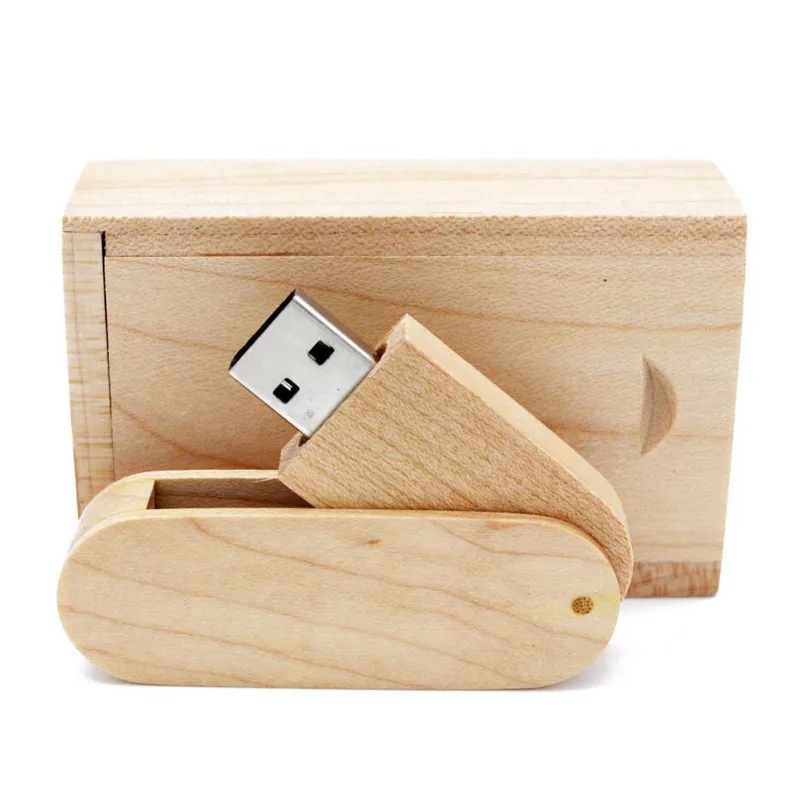 Maple with BOX JASTER(более 10 шт бесплатный логотип) Вращающийся деревянный usb+ коробка USB флэш-накопитель Флешка 8 Гб 16 г 32 Гб U диск фотография свадебный подарок - Цвет: Maple with BOX