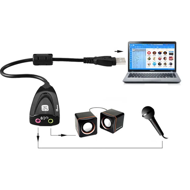 USB звуковая карта 5HV2 Внешний 2 0 для 3D виртуальной аудио гарнитуры микрофон 7 1