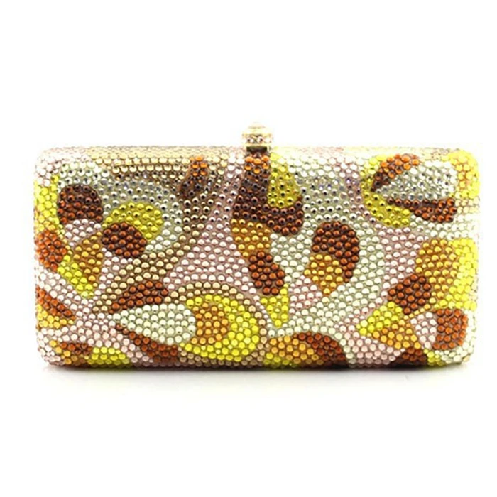 

female Champagne Flower Crystal Clutch Evening Purse Bags Women Formal Dinner Handbag Wedding Bridal clutch night Purse for gift