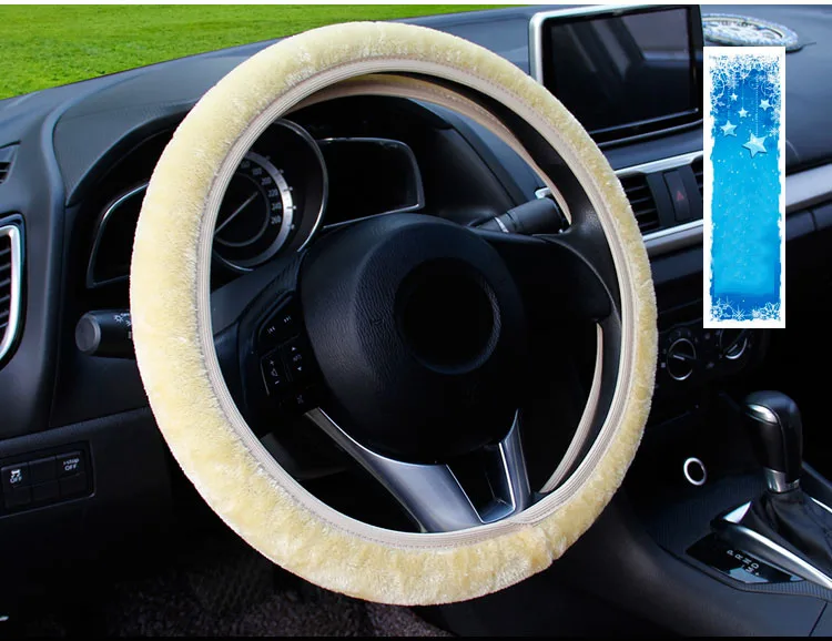 Зимний мягкий короткий меховой чехол на руль/O SHI CAR Универсальный Эластичный чехол рулевого колеса автомобиля