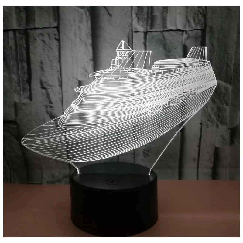 

3D LED Night Light Ship Yacht Come with 7 Colors Light for Home Decoration Lamp Amazing Visualization Optical Illusion Awesome