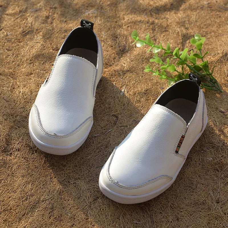 Коровьей детская обувь вулканизированной Пояса из натуральной кожи Обувь для