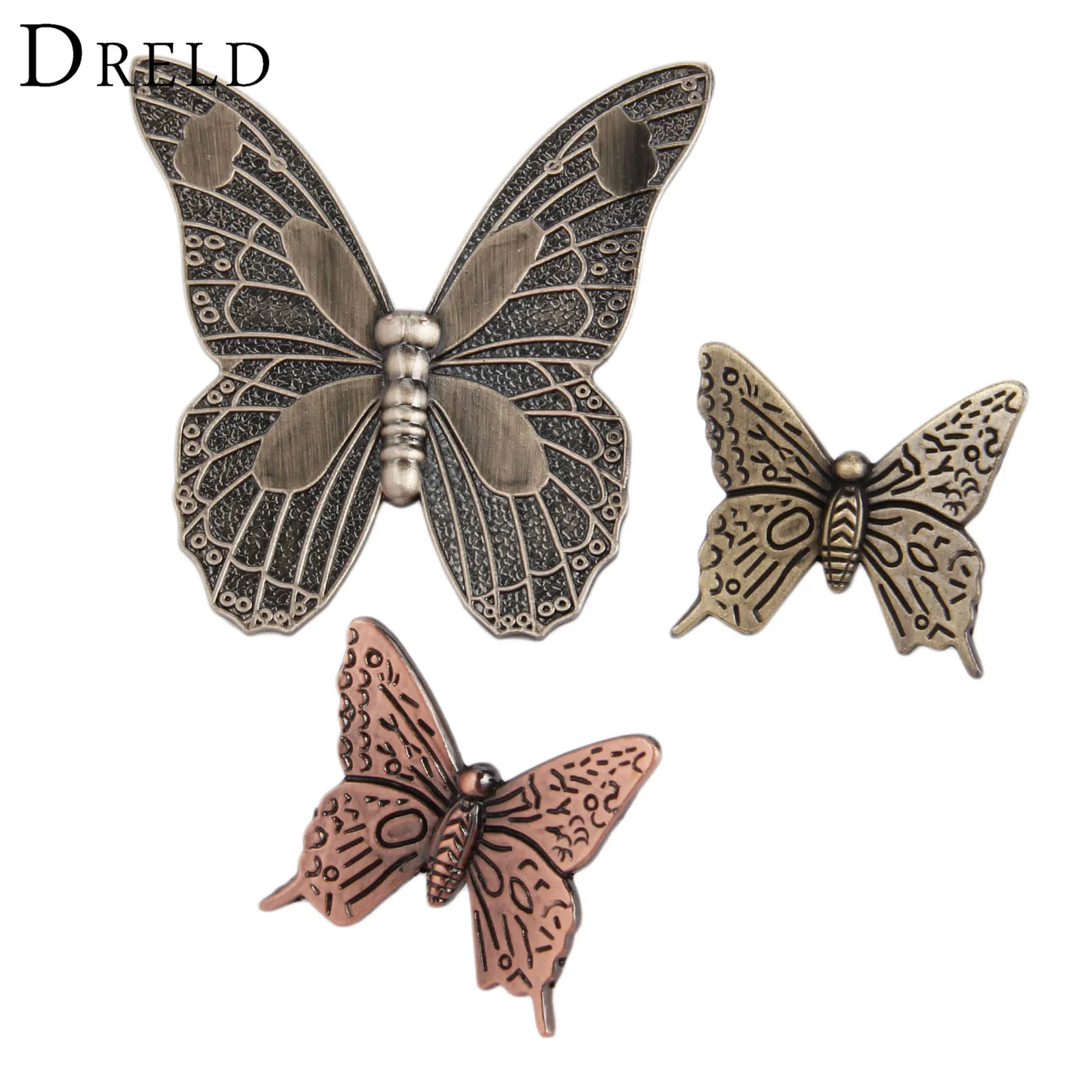 DRELD античная бронза мебельные ручки Винтаж бабочка Кухня ручка комода для шкафа с