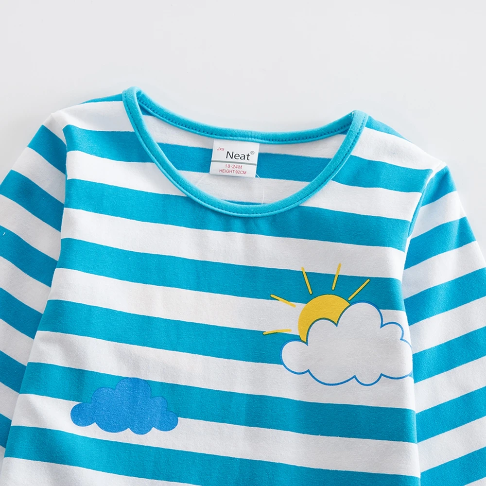 JUXINSU осень-зима футболка с длинными рукавами для девочек Хлопковые Платья