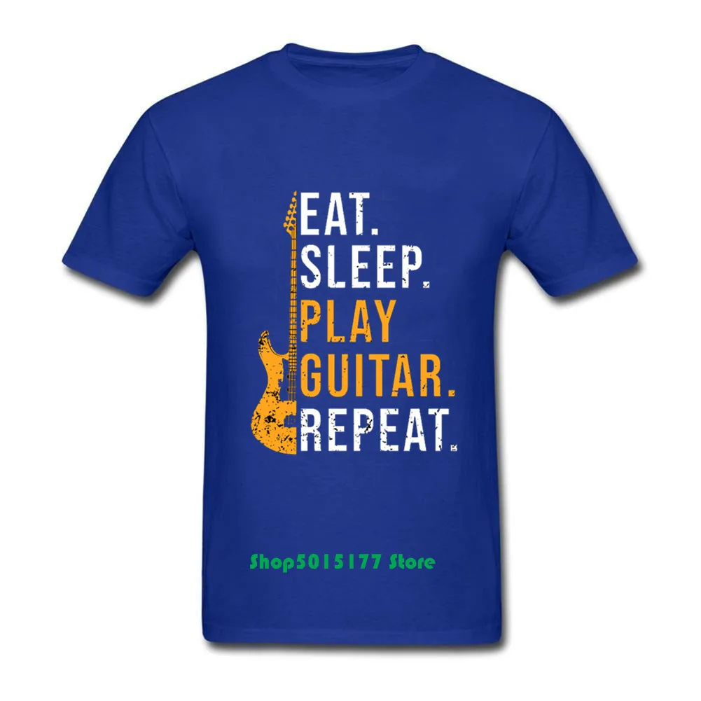 Eat sleep play guitar repeat Футболка мужская летняя хлопковая футболка с коротким рукавом