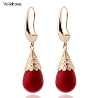 big black white pearl long earrings drop for women fashion jewelry pearls earring female vintage classic rose gold color