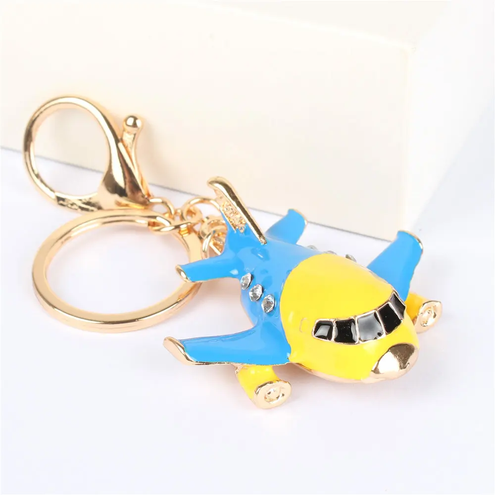Желтый синий самолет подвеска &quotсамолет&quot очарование кристалл брелок кольцо