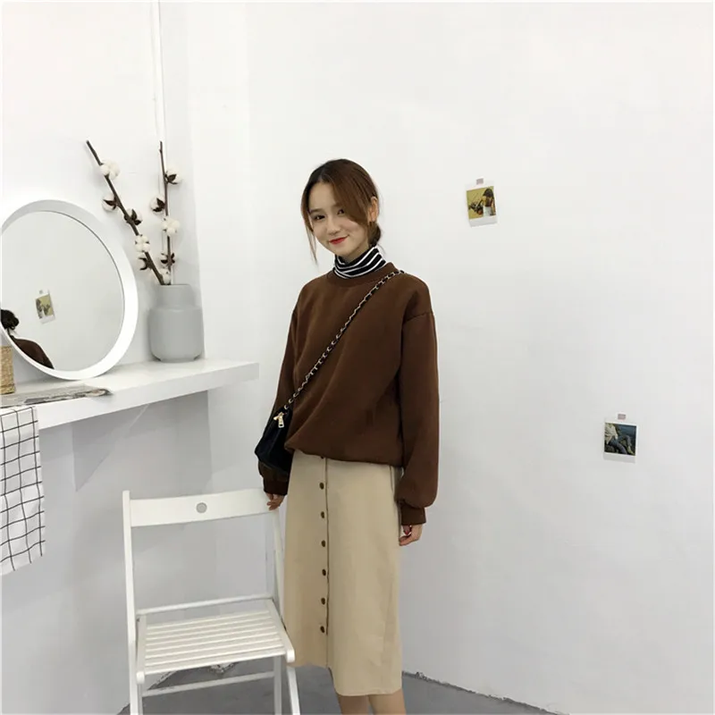 Sudaderas mujer Харадзюку однотонный Свитшот женский длинный рукав толстовка Свободный Женский повседневные худи и свитшоты спортивный костюм