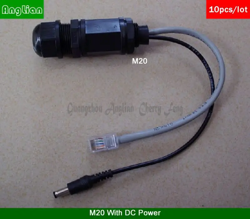 M20 DC Ethernet LAN водонепроницаемый штекер, полевая сборка RJ45 водонепроницаемый разъем, с 20 см DC мощность штекер кабеля
