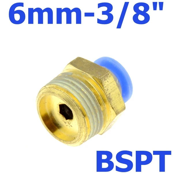PC6-03 Воздушный пневматический шланг 10 мм 8 мм 12 мм 6 мм 4 мм 1/" BSP 1/2" 1/" 3/8" "с наружной резьбой соединитель для воздушной трубы быстрое соединение латунный фитинг - Цвет: PC6-03