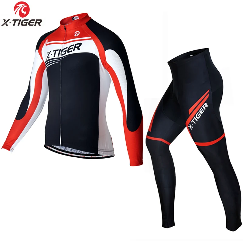 Jerseys and Pant Зимняя Теплая Флисовая длинная велосипедная Футболка X-Tiger, комплект Ropa Roupa De Ciclismo Invierno MTB велосипедная одежда, одежда для велосипеда - Цвет: Jerseys and Pant