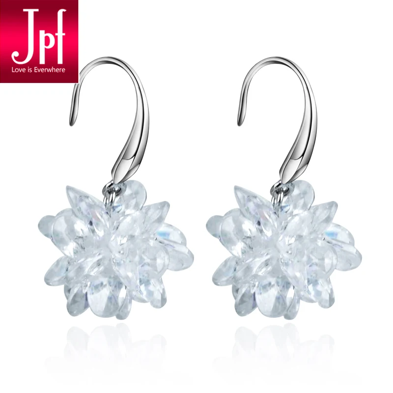 Jpf crystal earrings 925 scrub pure silver flower discoloration birthday gift | Украшения и аксессуары