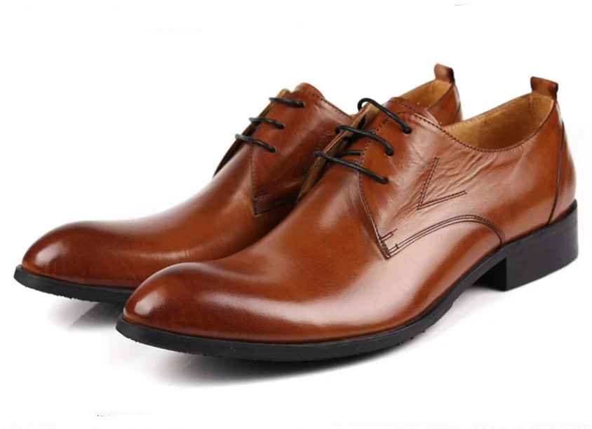 Деловые туфли из натуральной кожи с острым носком|shoes genuine leather|shoes menshoes men business |