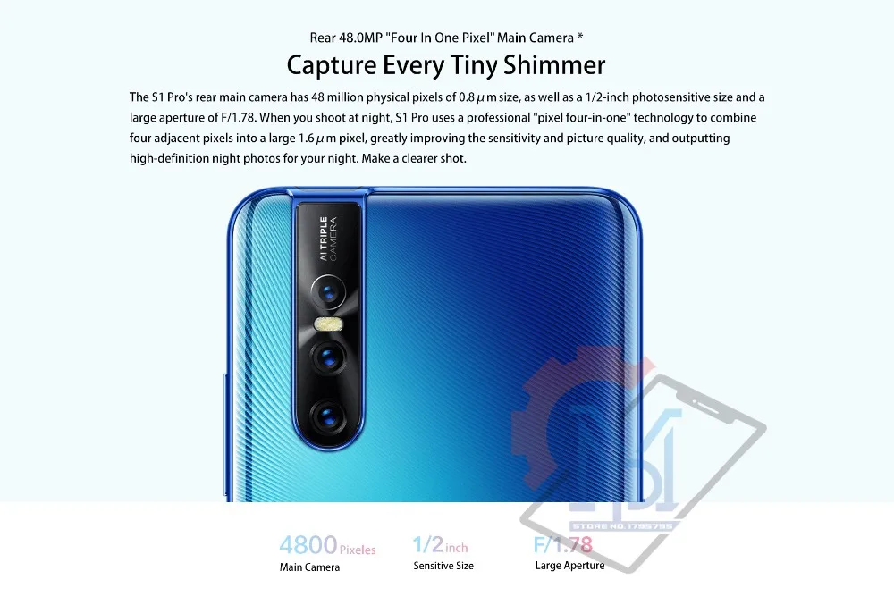 Мобильный телефон Vivo S1 Pro, 6,39 дюймов, 6 ГБ ОЗУ, 256 Гб ПЗУ, Восьмиядерный процессор Snapdragon 675, Android 9, камера 32 МП, 3700 мАч, смартфон