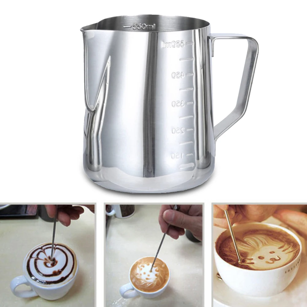 350/600/1000ml Stainless Steel Coffee Cup with Scale Milk Frothing Pitcher New | Pots
