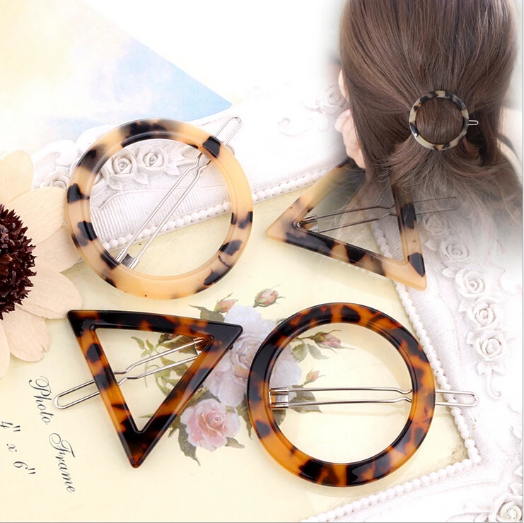 Новые модные заколки для волос леопардового цвета треугольные девочек женские