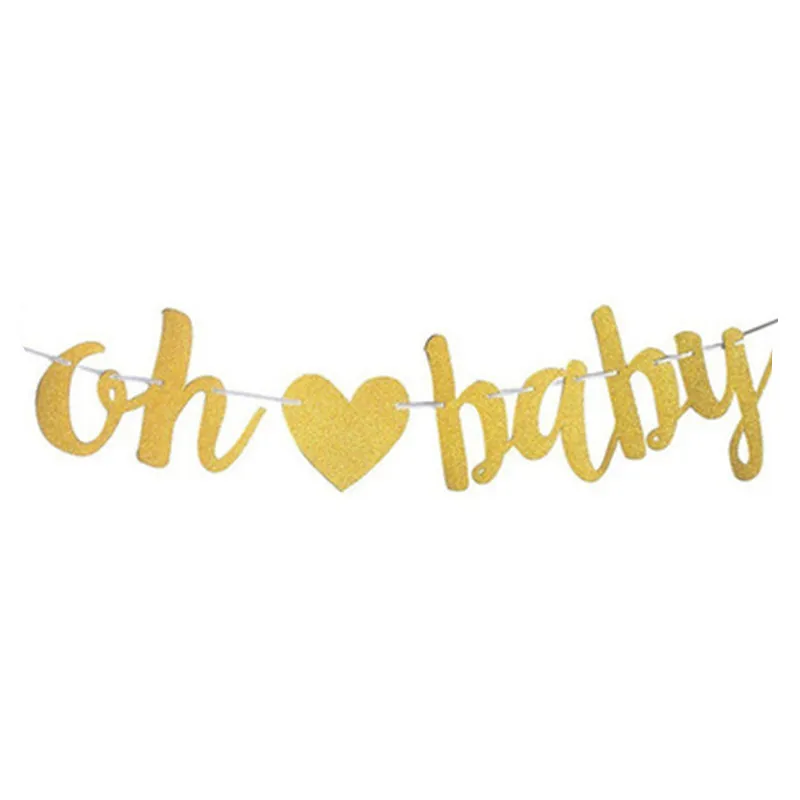Блестящий бумажный баннер с надписью OH BABY на день рождения гирлянда-Вымпел для
