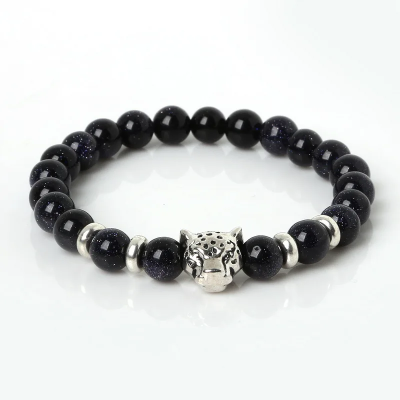 8 мм браслет из натурального камня и с белым говлит Малахит Лава камень Леопард