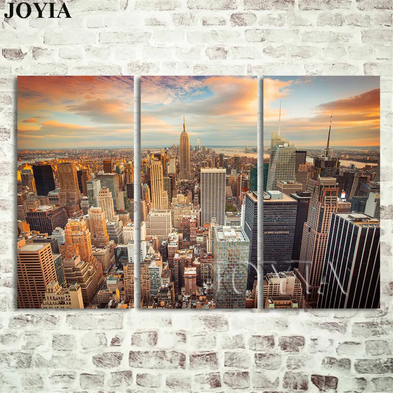 Триптих Холст печать Нью Йорк Skyline 3PC разделенный город ареал фотографии галерея