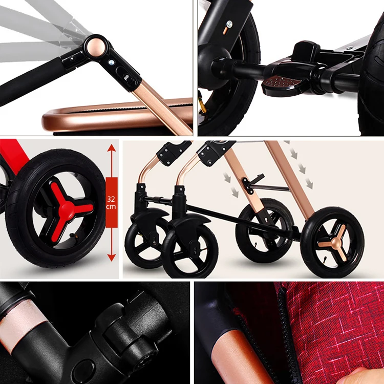 High landscape baby stroller can sit reclining two-way four-wheel shock-absorbing folding small newborn BB winter and summe | Мать и