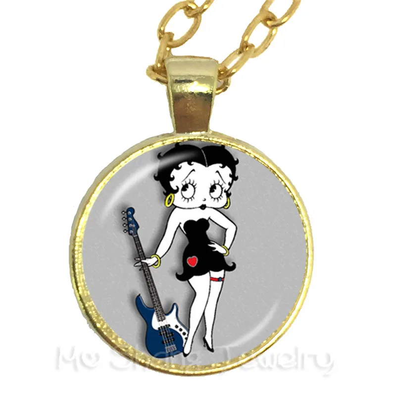 8 1 шт. 25 мм круглый стеклянный кабошон ручной работы Betty Boop Ожерелье для друзей стеклянный кулон ювелирные изделия для женщин девочек лучший подарок - Окраска металла: 8