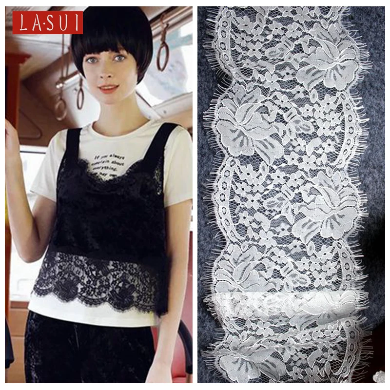 LASUI 2017 new 13 cm* 3m=1 lot black white Exquisite eyelashes lace trim DIY clothing accessories yarn wedding materials0073 | Дом и сад