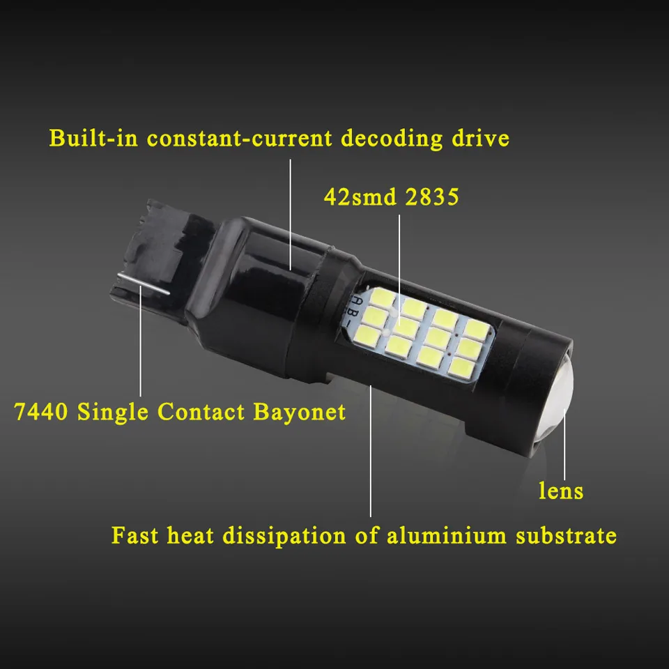 1 шт. DC12V 24V Универсальный 7443 2835 42SMD светодиодный сигнал поворота дневные ходовые