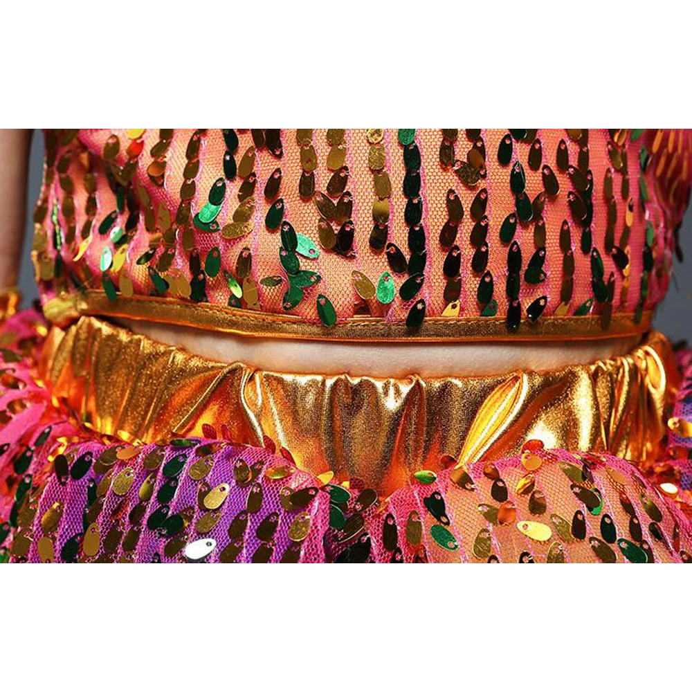 Танцевальное платье с блестками в стиле хип-хоп для девочек одежда детей джаза и