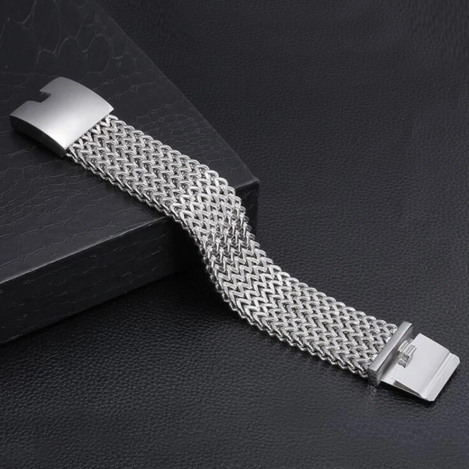 30MM Wide Heavy Punk Rock Men Link Mesh Bracelet Jewelry Boys Hiphop 316L Titanium Stainless Steel Biker Bracelets Men's Bangle |