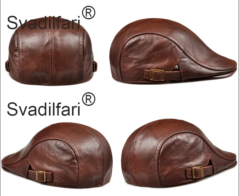 Svadilfari Women's Men's Genuine Leather Newsboy Hat Cap Gatsby Flat Golf Cabbie Baker Beret Retro Brand New Men's Baseball Cap