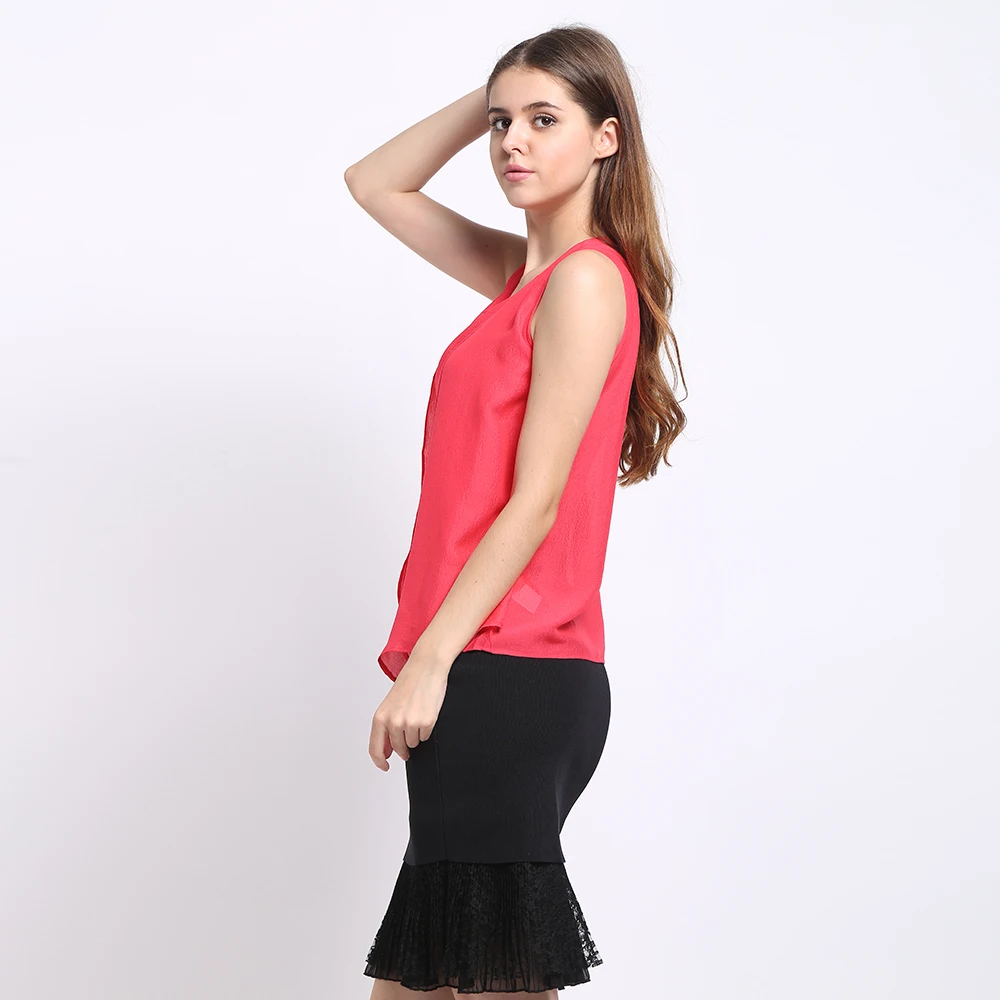 Женская рубашка-креп из натурального шелка лето 100% | одежда