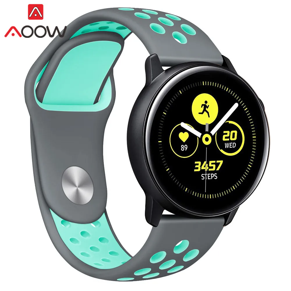 20 мм силиконовый спортивный ремешок для samsung Galaxy Watch Active 42 мм gear S2 Amazfit bip Мягкий ТПУ дышащий браслет ремешок