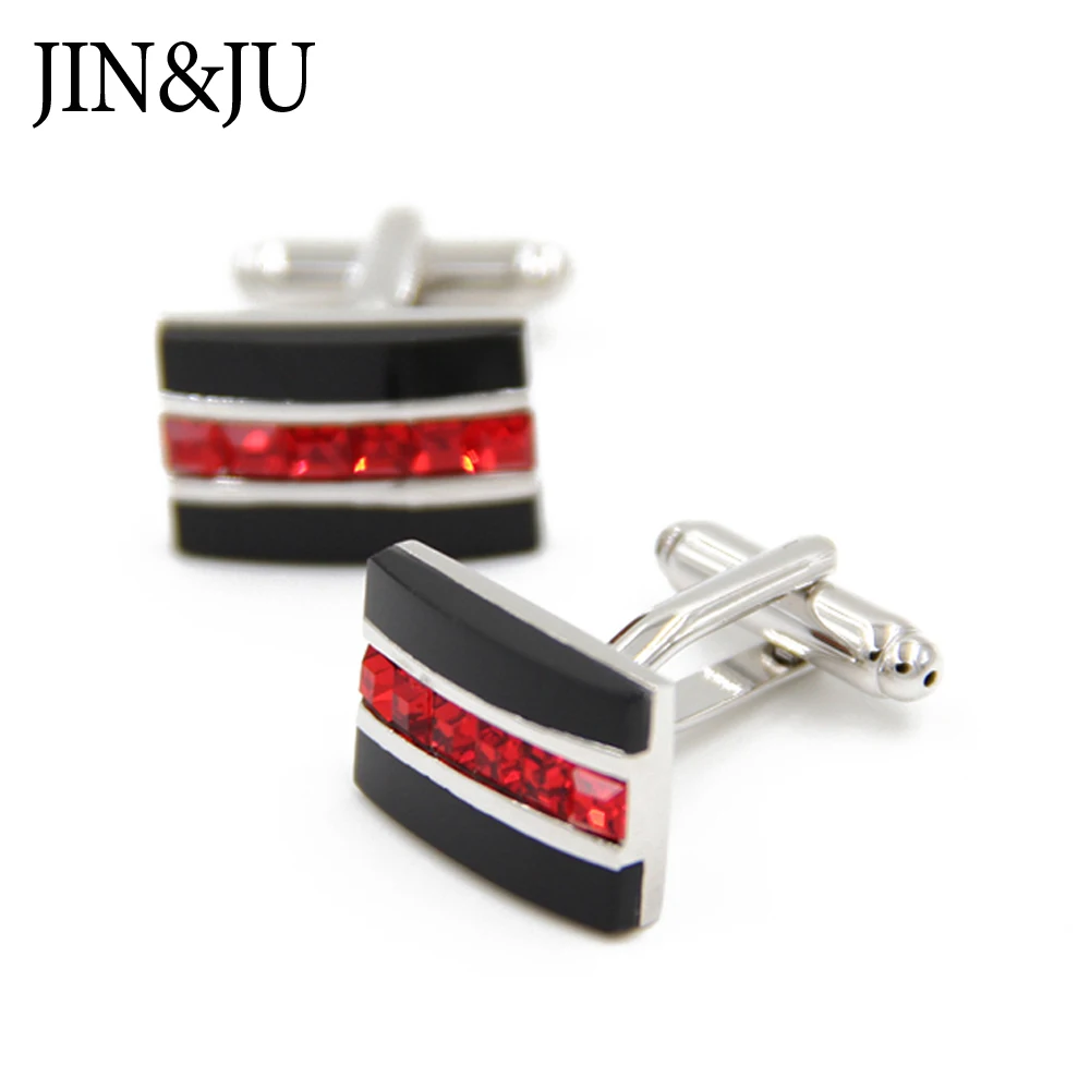 Запонки JIN & JU мужские с красными кристаллами ювелирные украшения для мужчин