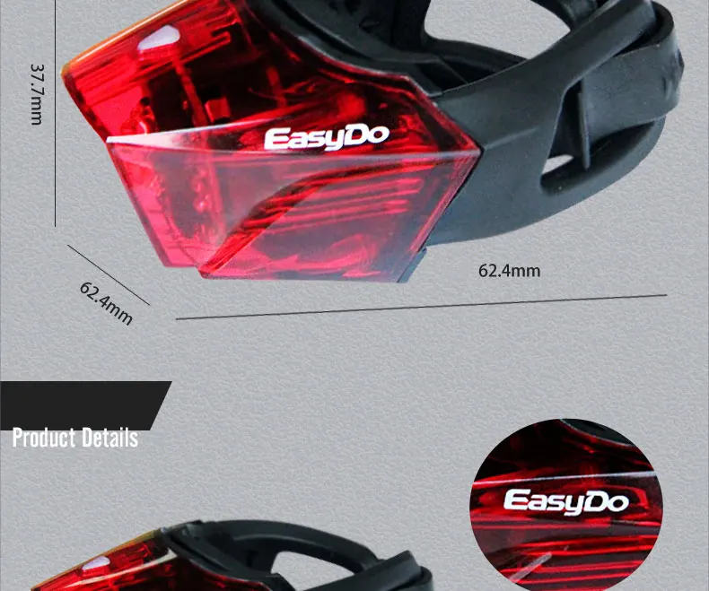 EASYDO USB заряжаемый Предупреждение ющий задний светильник для езды на велосипеде, утвержденный в Германии, K-MARK сертификат, велосипедный светильник, велосипедный задний фонарь, 3 светодиодный