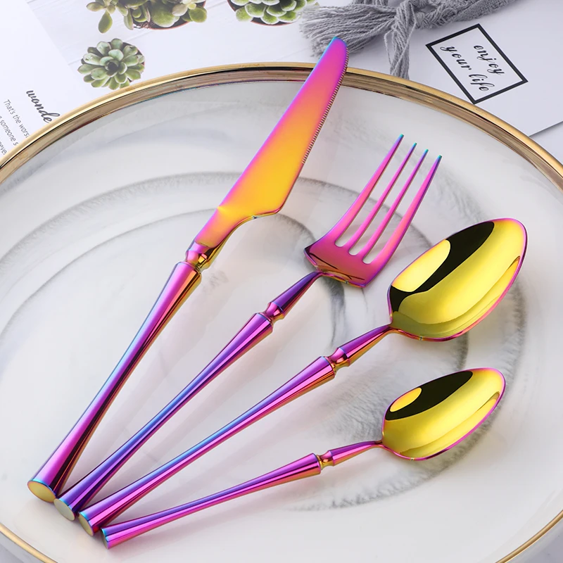 Набор столовых приборов из нержавеющей стали набор уникальных золотых ложек с