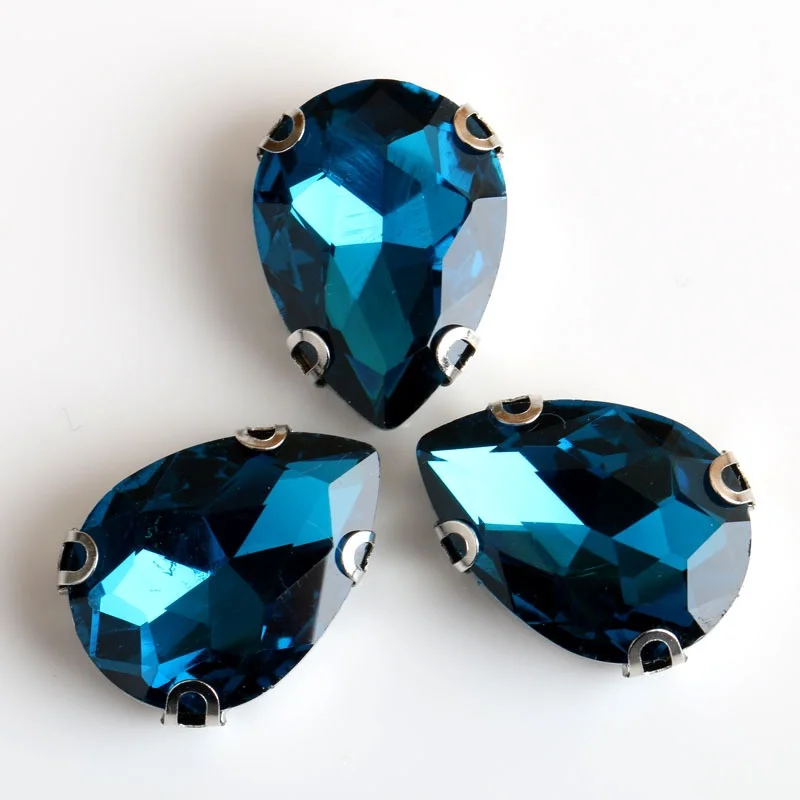 Peacock blue 20*30 мм 40 шт./упак. dr Форма пришить стразами высококачественные хрусталь с серебристой D форма коготь DIY моды аксессуары yj17 - Цвет: Peacock blue