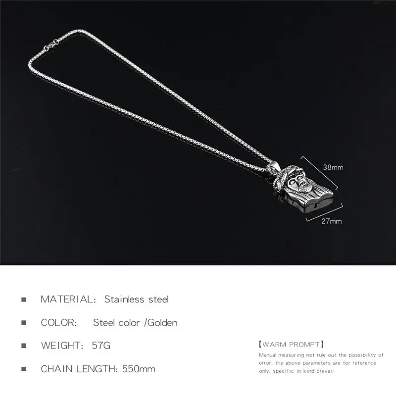 V.Ya Jesus Piece Christian Necklace Silve/золотой кулон из нержавеющей стали и цепочка для