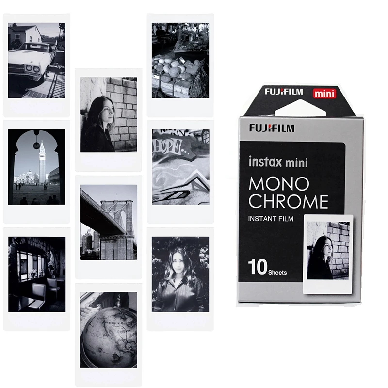 Новинка 10 шт Fujifilm Instax Мини монохромная пленка для мини 8 7s 7 50s 50i 90 25 dw Share SP-1 Polaroid мгновенная фотокамера