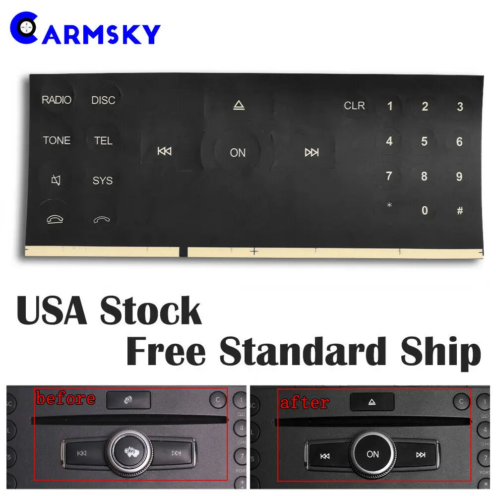 1PC/2PC Cars Radio Number Button Repair Stickers For 2007-2014 Mercedes Benz C E GLK W Class | Автомобили и мотоциклы