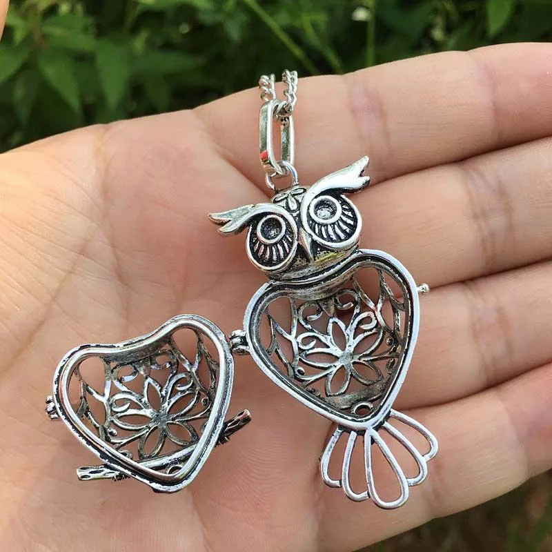 Fashion Alloy Hollow Owl Pendant Aromatherapy Diffuser Necklace Long Sweater Chain Women/Mens Jewelry | Украшения и аксессуары