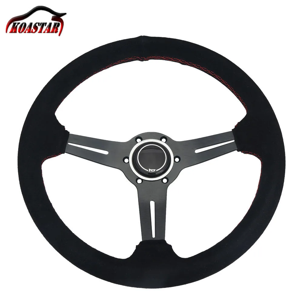 Итальянский кожаный руль 350 мм автомобильное замшевое рулевое колесо с черным